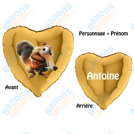 Ballon Scrat L'écureuil L'âge de Glace Coeur Prénom Anniversaire
