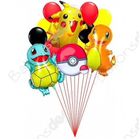 Ballons Pokémon en Grappe - Pikachu - Salamèche 