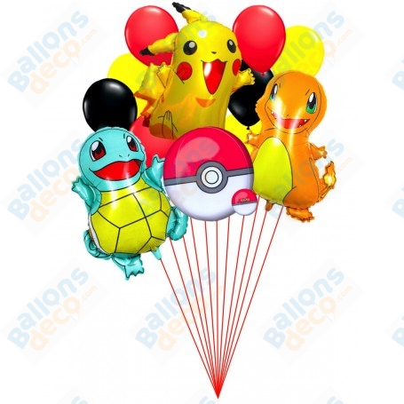 Ballons Pokémon Salamèche Carapuce Pikachu en Grappe