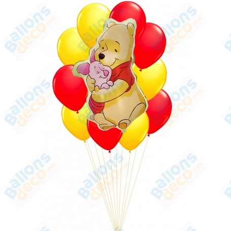 Ballons Winnie L'ourson en Porcinet En Grappe Anniversaire Disney, Décorations ballons pour anniversaire.