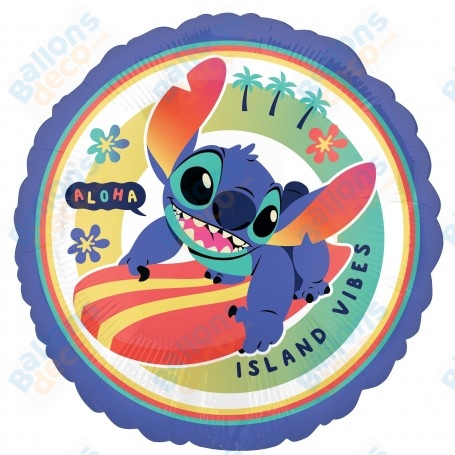 Ballon Stitch Surf Aloha Disney, Décorations ballons pour anniversaire.