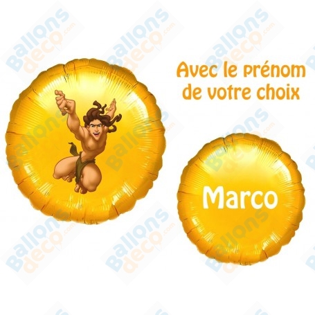 Ballon Tarzan Avec Prénom 45cm Disney, Décorations ballons pour anniversaire.