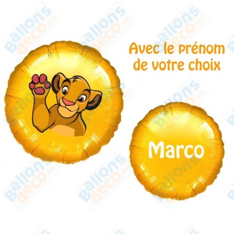 Ballon Simba le Roi Lion Avec Prénom Disney, Décorations ballons pour anniversaire.
