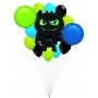 Ballons Krokmou en Grappe Luxe Bleu et vert Anniversaire