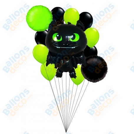 Ballons Krokmou en Grappe Luxe Noir et vert Anniversaire