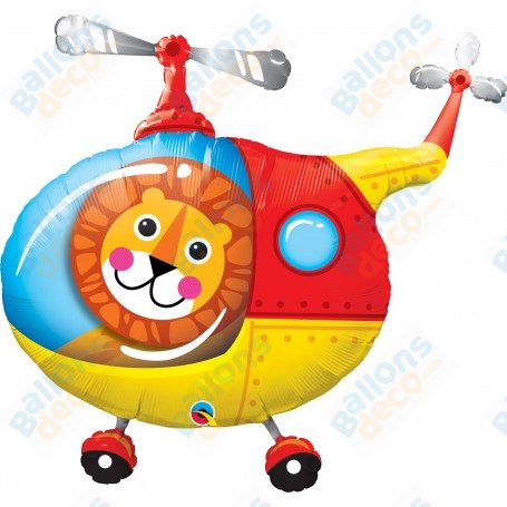 Ballon Lion dans l'Hélicoptère décorations ballons Anniversaire Safari.