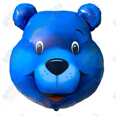 Ballon Tête D'ours Bleu, décoration ballon anniversaire, animaux de la forêt.