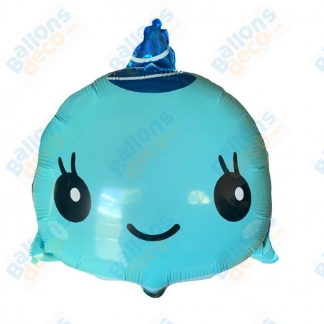Ballon Narval Bleu Mini, décoration ballon anniversaire animaux aquatique.
