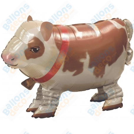Ballon Vache Marcheur Marron, décoration ballon animaux de la ferme, Animation enfant, Anniversaire.