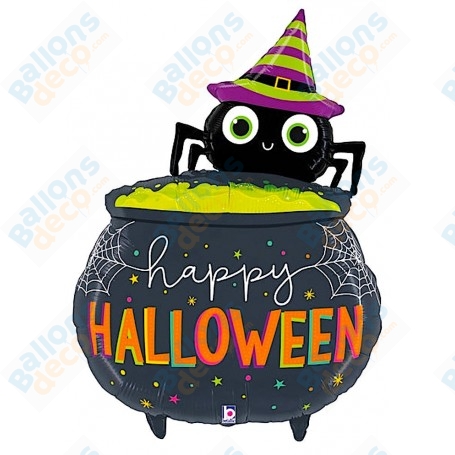 Ballon Chaudron Araignée Happy Halloween
