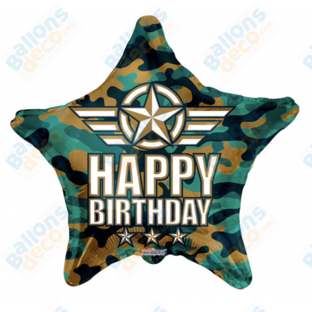 Ballon Happy Birthday Étoile Armé