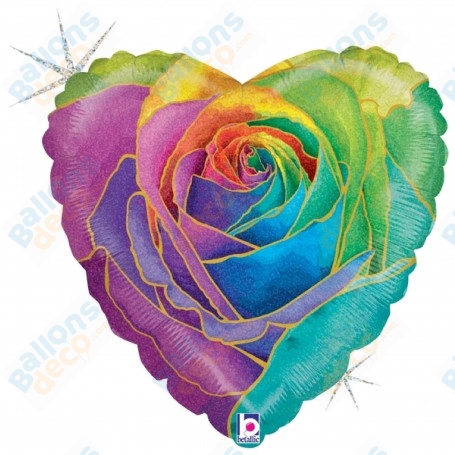 Ballon Coeur Rose Arc-en-ciel Holographique LGBT