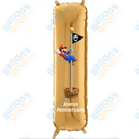 Ballon Super Mario Drapeau Joyeux Anniversaire
