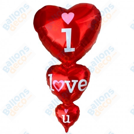Ballon Triple Coeurs Rouges St-Valentin