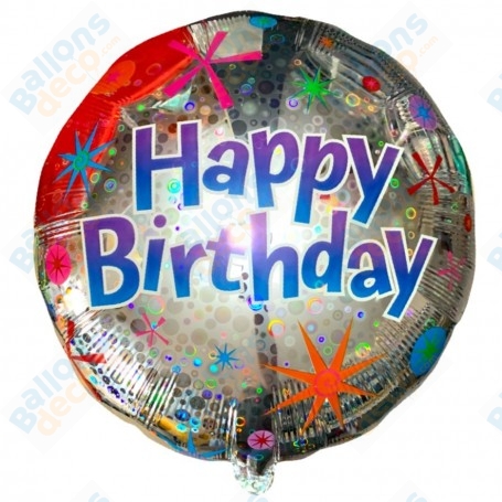 Ballon Happy Birthday Holographique 75 cm