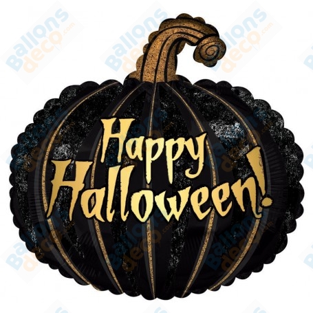 Ballon Citrouille Noir Happy Halloween Air