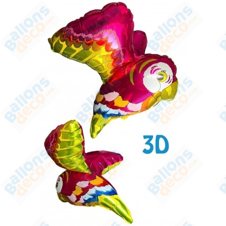 Ballon Perroquet Rose 3D Flexmetal, Décoration ballons anniversaire animaux tropicaux