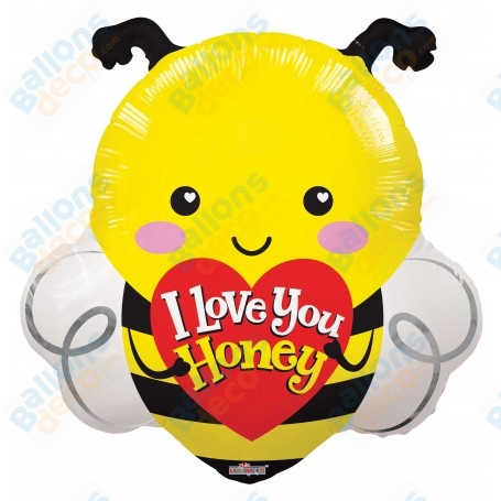 Ballon Abeille I Love You Honey, Miel, Décoration ballon St-valentin.
