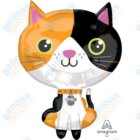 Ballon Chat Noir Marron et Blanc, décoration ballon anniversaire, refuge pour chat.