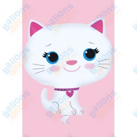 Ballon Chat Blanc Streat, Cat White, décoration ballon animaux d'anniversaire, SPA