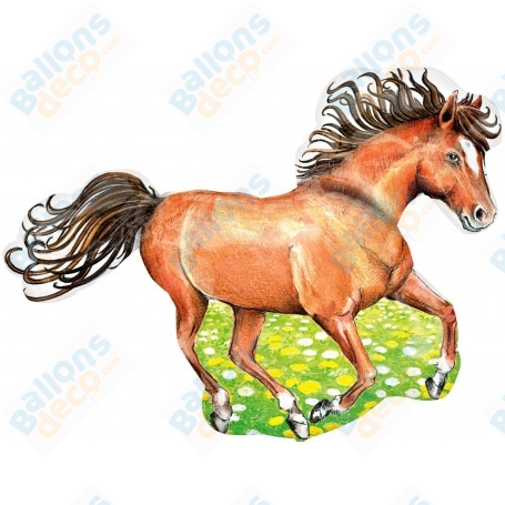 Ballon Cheval Marron Aquarelle, décoration ballon animaux équestres, salon du cheval.