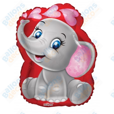 Ballon Éléphant Coeurs D'amour, décoration ballon St-Valentin, décoration vitrine.