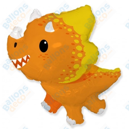Ballon Dinosaure Orange Cartoon Flexmetal, décoration ballon Baptême, Anniversaire, Préhistoire.
