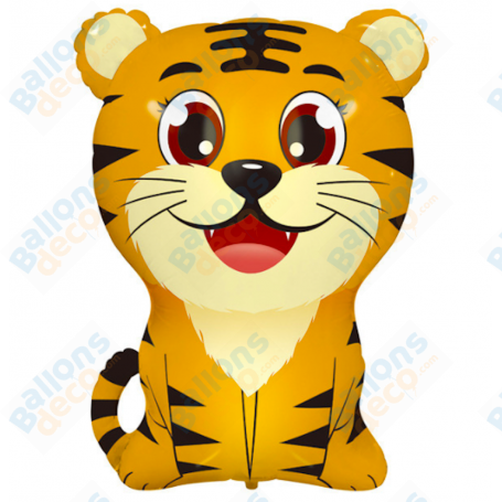 Ballon Tigre Assis tout Mignon, décoration ballon animaux de la jungle, décoration anniversaire enfant.