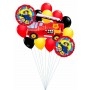 Ballons Sam le Pompier en Grappe Rond Rouge, Décorations ballons pour anniversaire.