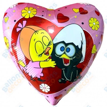 Ballon Calimero et Priscilla Coeur Rose Anniversaire