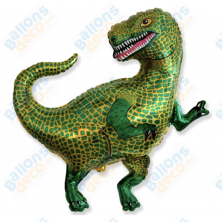 Ballon T-rex Vert et Or Préhistoire , décoration ballon Anniversaire, animaux préhistorique, reptiles.