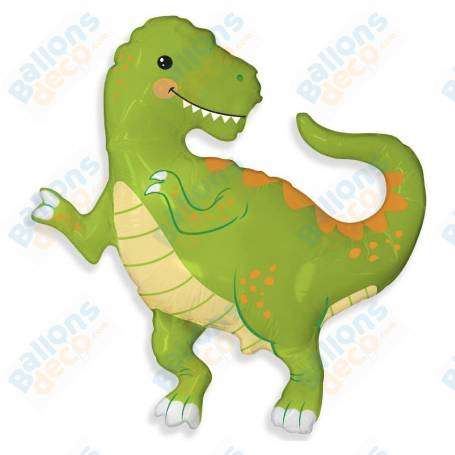Ballon T-rex Vert Anis Mignon de Flexmetal, décoration anniversaire animaux de la préhistoire, Reptiles.