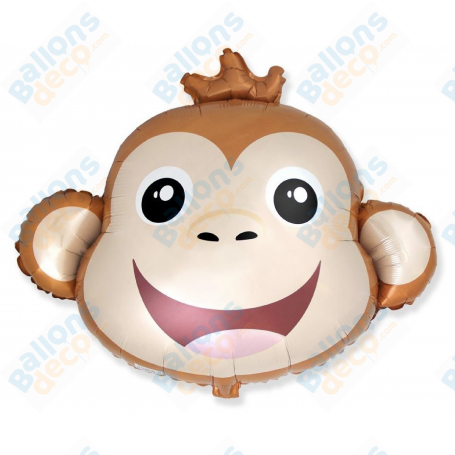 Ballon Tête de Singe Marron Flexmetal, décorations ballons Animaux de la jungle, Anniversaire enfant, Naissance.