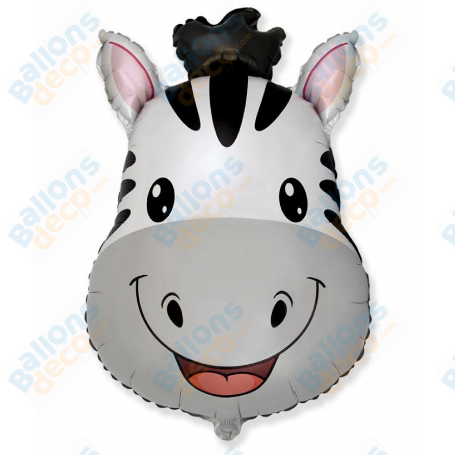 Ballon Tête de Zèbre Cartoon Flexmetal, décorations Animaux Safari, Anniversaire.