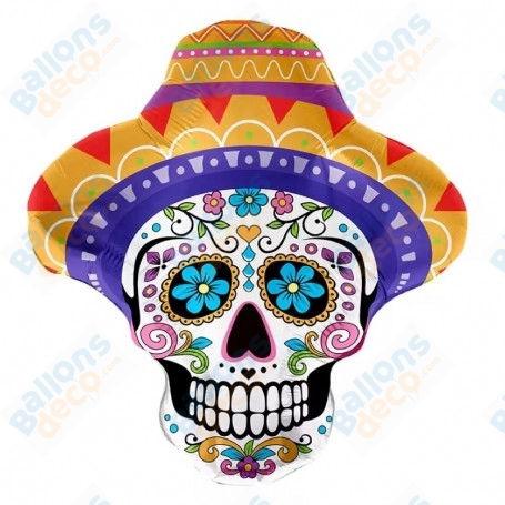 Ballon Squelette Dia de Los Muertos Sombrero, Dessin animé Coco Disney