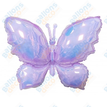 Ballon Papillon Transparent Lilas Laser, décorations ballons Anniversaire, Naissance, Mariage.