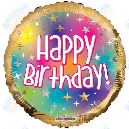 Ballon Happy Birthday Étoiles Or, Anniversaire