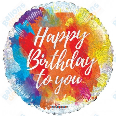 Ballon Happy Birthday Holographique Peinture