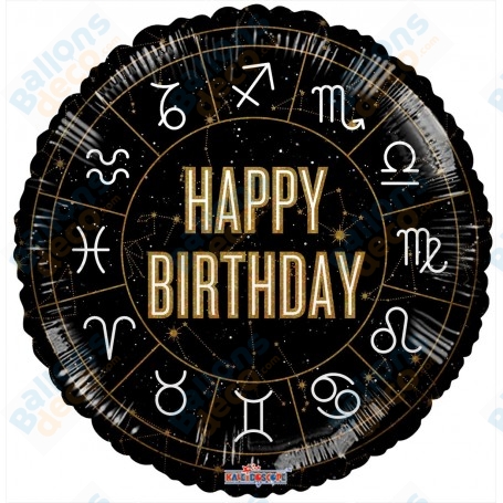 Ballon Happy Birthday Astrologie, Signe du zodiaque