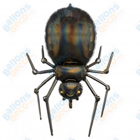 Ballon Araignée Noir Géante Holographique, Décoration Halloween