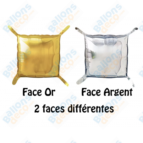 Ballon Or et Argent Carré Arche ou Mur 55 cm