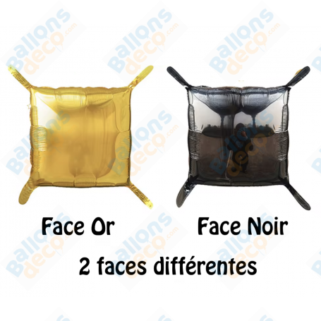 Ballon Or et Noir Carré Arche ou Mur 55 cm