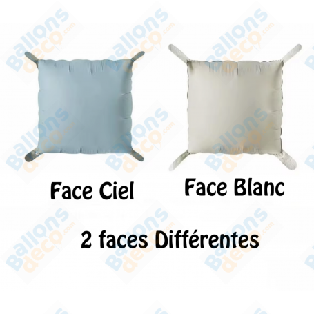 Ballon Blanc et Bleu Ciel Carré Arche ou Mur 55 cm