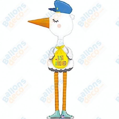 Ballon Cigogne Blanche Juste Arrivé 160 cm, Naissance enfant