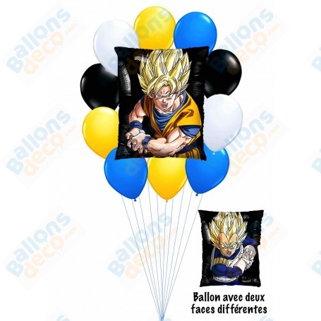 Ballons Dragon Ball Z Goku Saiyan et Végéta en Grappe, Décorations ballons pour anniversaire manga japonais.