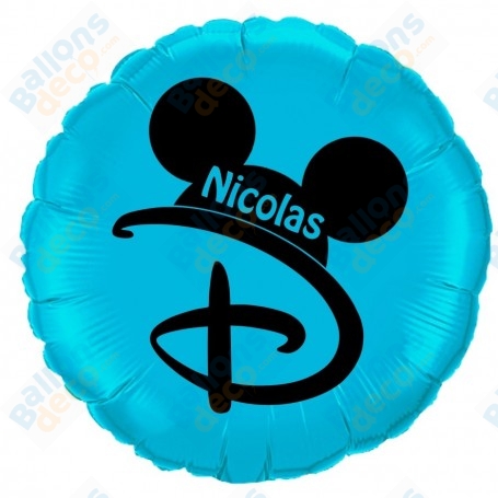 Ballon Prénom Oreilles de Mickey Turquoise, Anniversaire Disneyland Paris, Décorations ballons pour anniversaire.