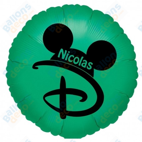Ballon Prénom Oreilles de Mickey Vert, Anniversaire Disneyland Paris, Décorations ballons pour anniversaire.