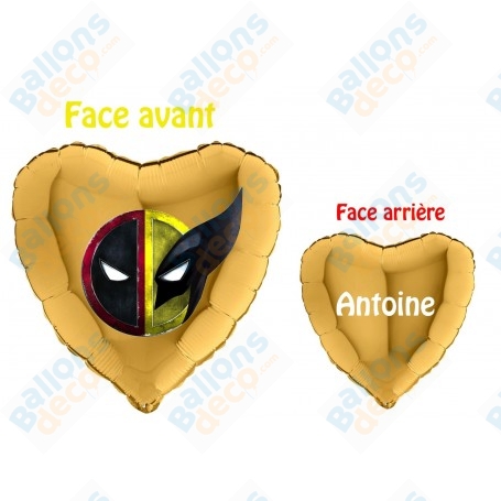 Ballon DeadPool et Wolverine Coeur et Prénom, décorations Ballon Anniversaire, Avengers, Disney.