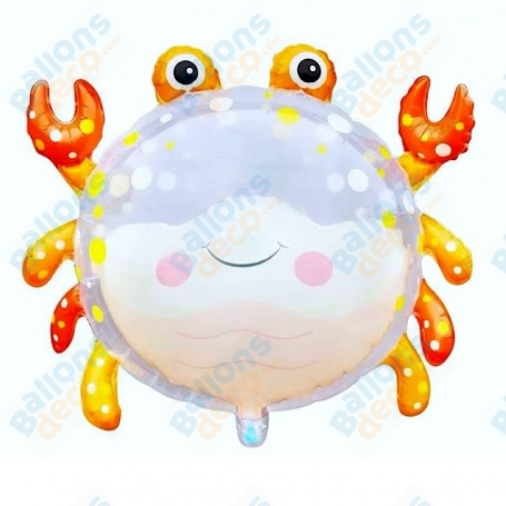 Ballon Crabe Orange Transparent, Décoration ballon Marin, Animaux aquatique, Naissance.