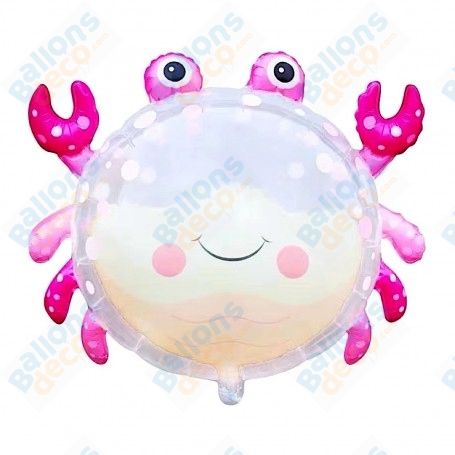 Ballon Crabe Rose Transparent, Décoration Aquatique Marin, Décoration ballon Anniversaire.